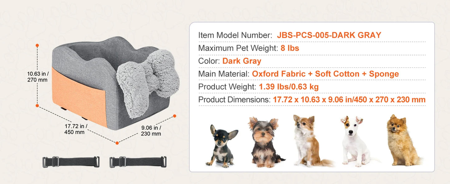 Dog Car Seat Waterproof Dog Booster Seat, Pet Car Seat with Clip-On Safety Leash, Car Bed for Medium or Large Dog