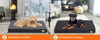 Large Orthopaedic Dog Bed Waterproof Cushion, Pet Mattress 2 In 1 Pet Dog Crate Bed with Removable Washable Cover Indoor Outdoor