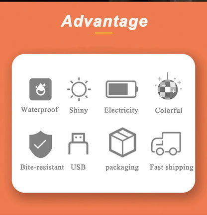 LED Pet Dog and Cat Collar Pendant for Night Safety ,Waterproof ,Flashing Harness With Light