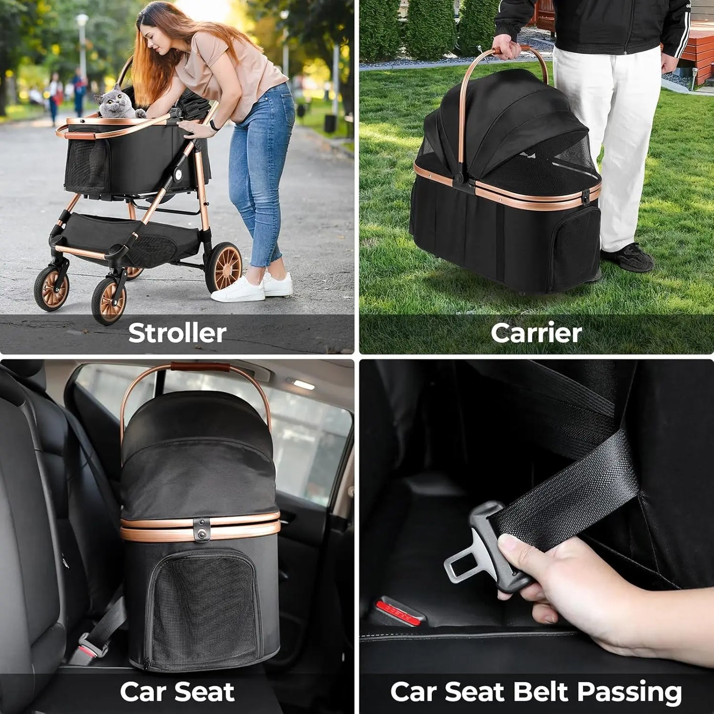360° High Wheels Transport Foldable Cat and Dog Pet Stroller,  Max. load 25 kg/ 55lbs.