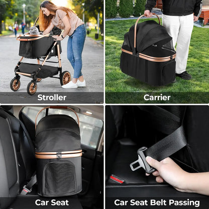 360° High Wheels Transport Foldable Cat and Dog Pet Stroller,  Max. load 25 kg/ 55lbs.
