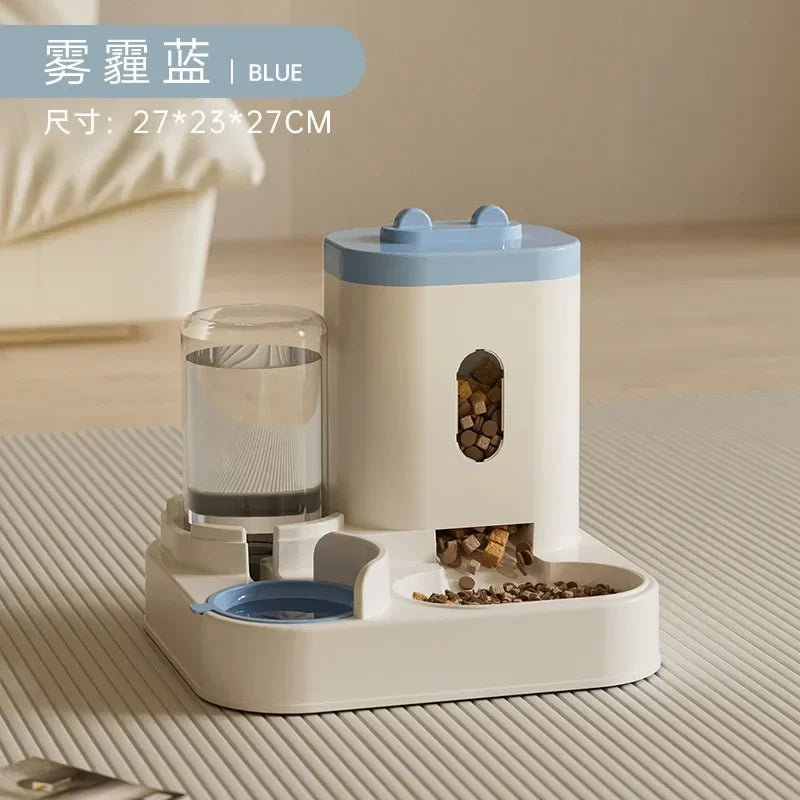 Automatic Feeder Dog or Cat Food Bowl With Water Fountain, Large Capacity Pet Food Storage Dispenser