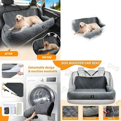 Multifunctional Washable Dog Car Seat with Thick Cushion for Medium/Large Dogs under 100 lbs, Safe and Removable for All Cars (G