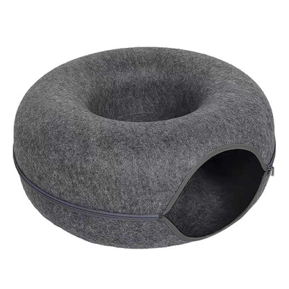 Felt Donut Bed for Cats or Small Dogs House With Breather Hole,  Dog Bed,  Interactive Play Toys for Cats to Hide 2 in