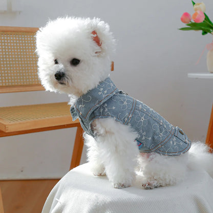 Denim Doggie Pet Jacket, Sleeveless Vest, Jeans Coat, Autumn or Spring Wear,  Apparel For Small, Medium, Dogs or  XS XL sizes for Cat or Puppy