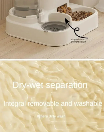 Automatic Feeder Dog or Cat Food Bowl With Water Fountain, Large Capacity Pet Food Storage Dispenser