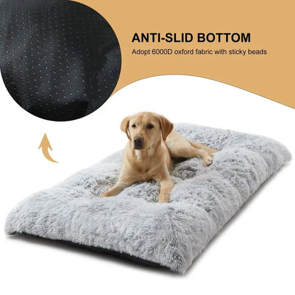 Dog Beds for Large Dogs, Plush Dog Crate Bed, Fluffy and Cozy Kennel Pad for Sleeping with AntiSlide