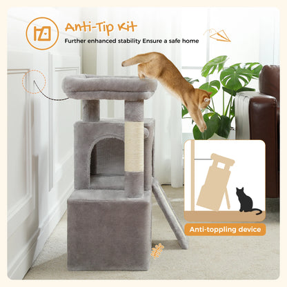 Large Cat Tree for Indoor Cats, Multi-Level Cat Tower with Sisal Scratching Post, 2 Spacious Condo, Cat Scratching Pad