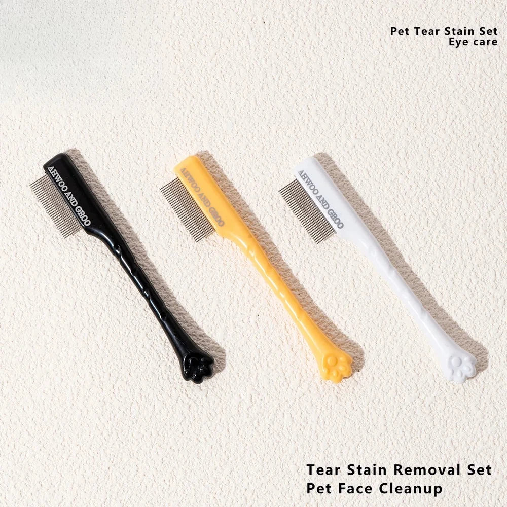 Pet Facial Cleaning Comb Set, Removes Tear Stains, Dog and Cat Hair Repair Scissors, Hair Comb