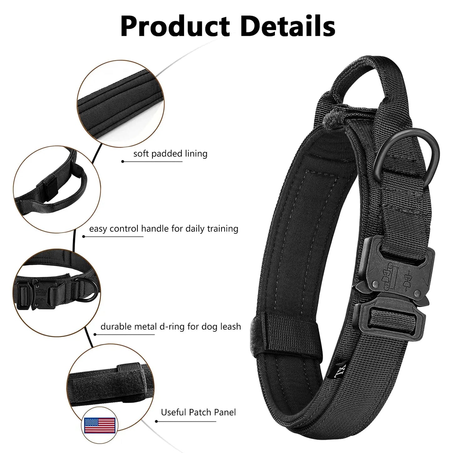 Tactical Dog Harness Collar Leash Molle Pouches For Medium and Large Dogs, Walking Vest Dog Harnesses