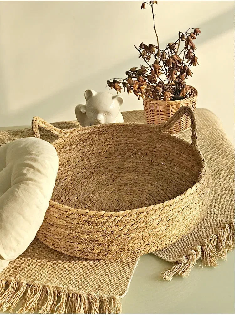 All Seasons Pure hand-woven rattan cat nest,  universal warm pad is removable and washable