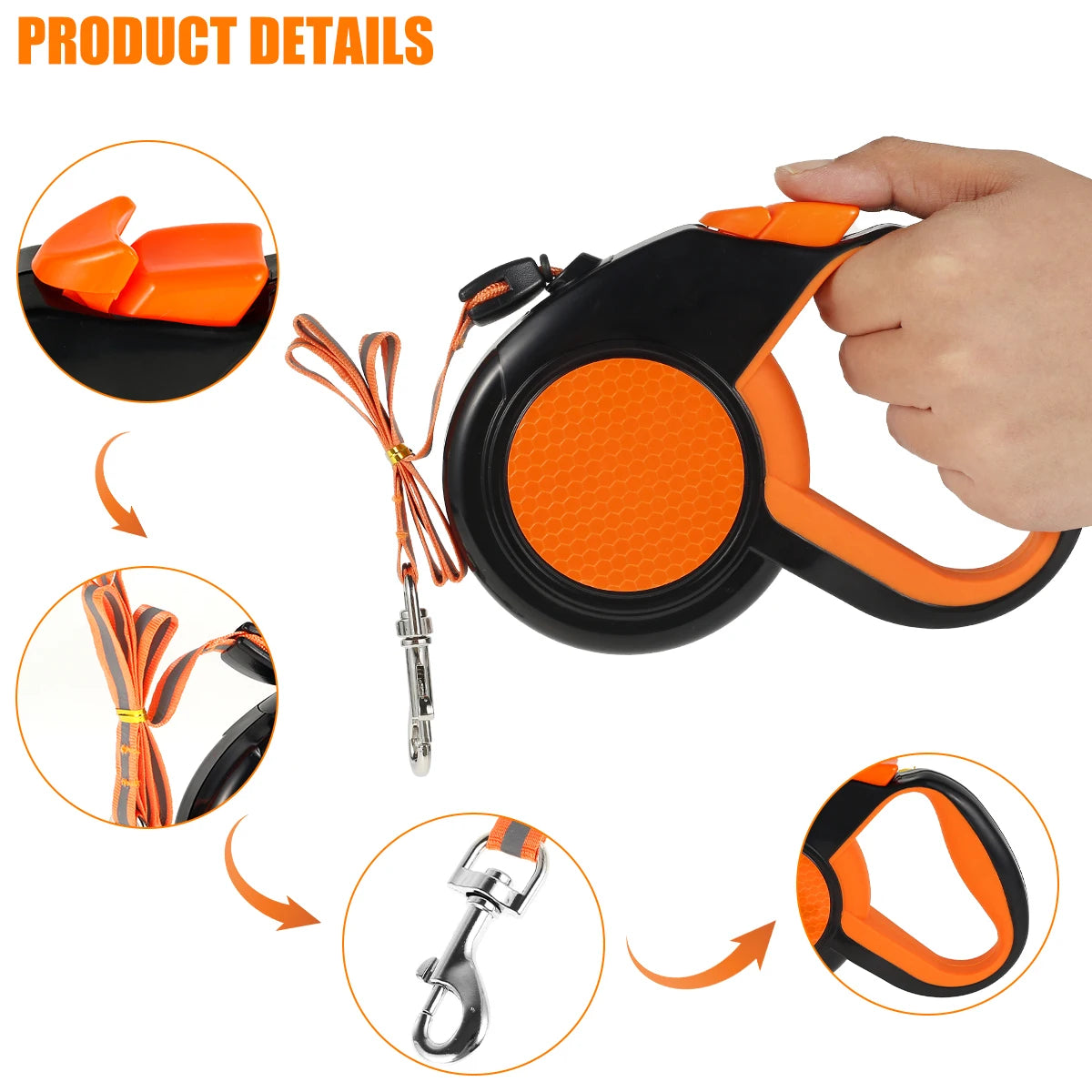 8M Retractable Dog Lead ,Heavy Duty Pet Walking Leash with Strong Reflective Tape Non-Slip Handle for Small, Medium and Large Dogs