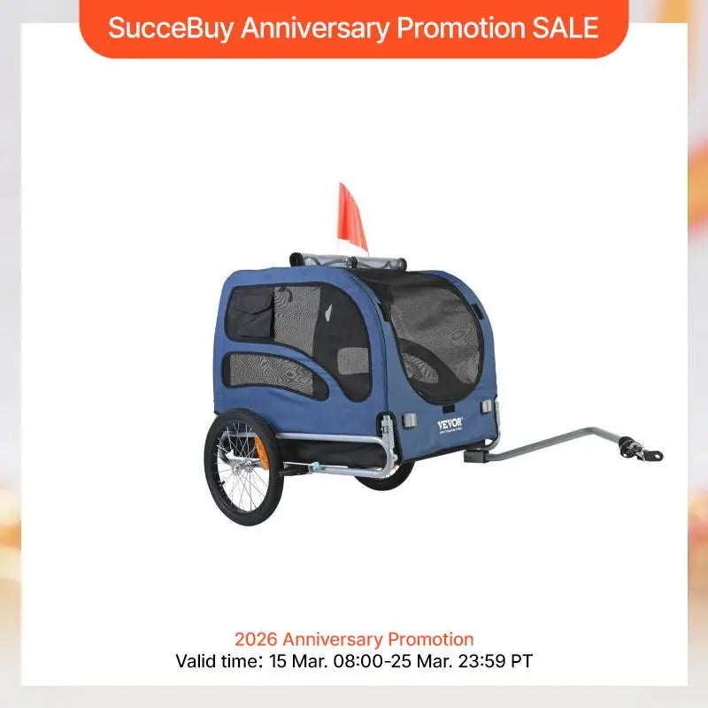 100lbs Pet Cart Bicycle Carrier Dog Bike Trailer with Coupler, Reflectors, Flag, Collapsible to Store for Dogs Travel