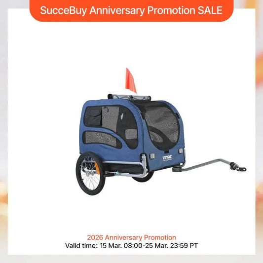 100lbs Pet Cart Bicycle Carrier Dog Bike Trailer with Coupler, Reflectors, Flag, Collapsible to Store for Dogs Travel