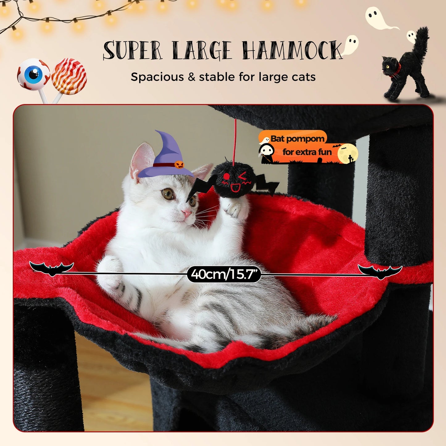 Large Cat Tree for Indoor Cats, Multi-Level Cat Tower with Sisal Scratching Post, 2 Spacious Condo, Cat Scratching Pad