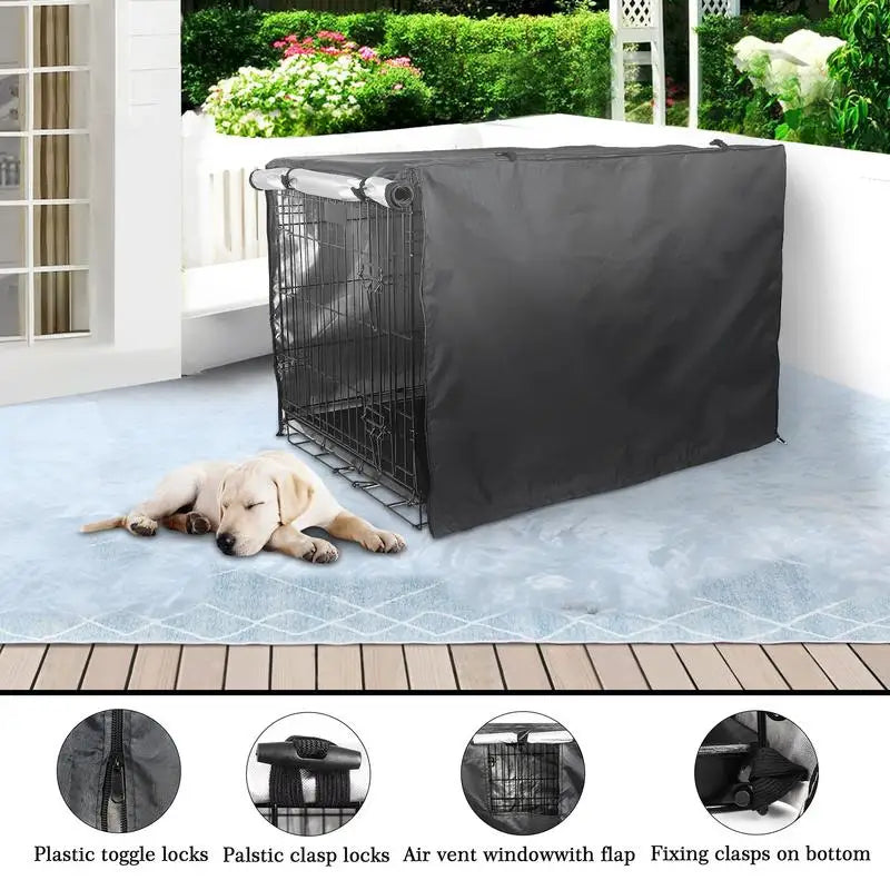 Wire Dog Crate with Cover, Double Door, Cover 42 Inches Heavy Duty Oxford Fabric