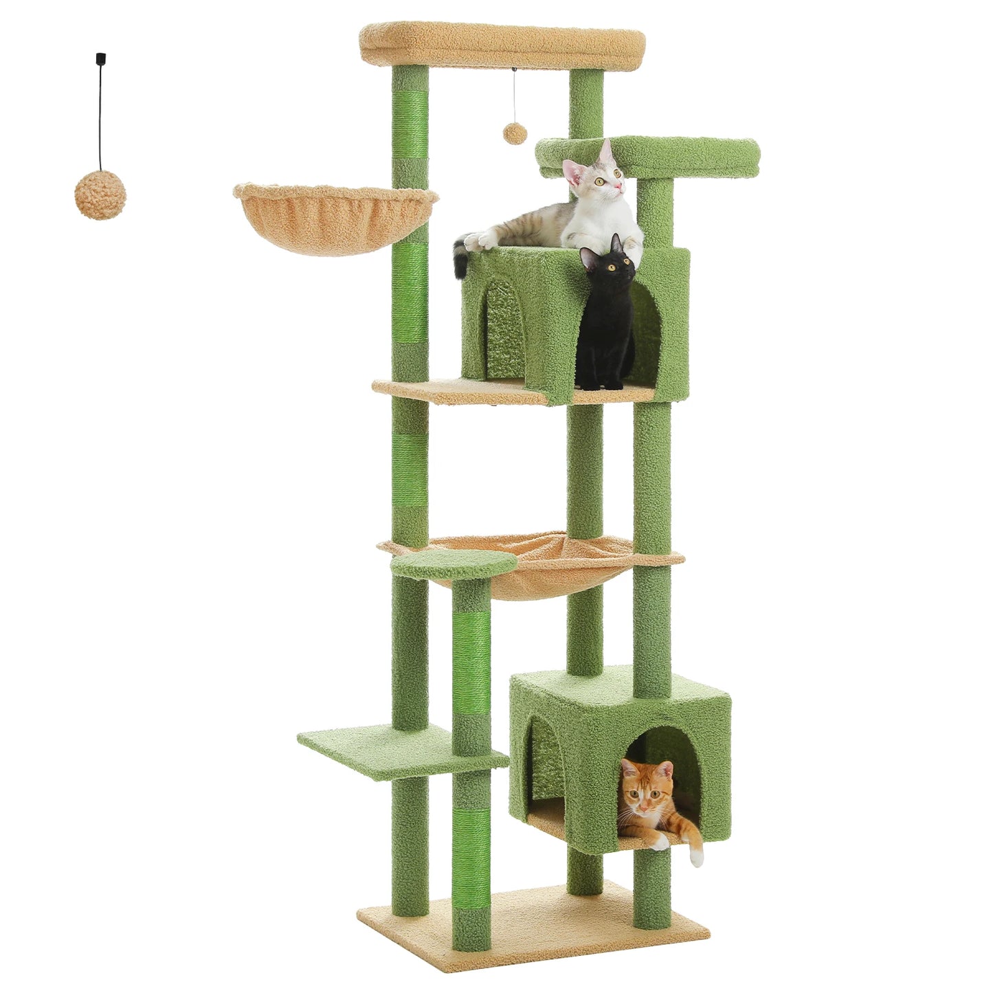 Tall Cat Tree for Indoor Cats, Big Cat Tower with Super Large Hammock, Cat Climbing Tree with Scratching Posts, Condo House Black
