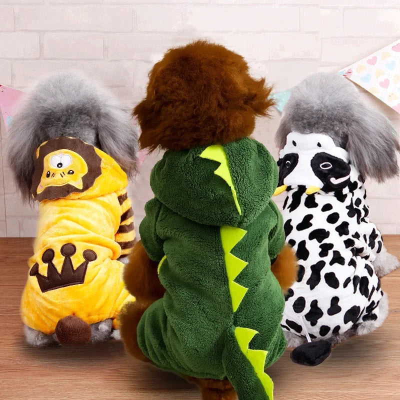 Soft Warm Fleece Dogs Jumpsuits with Hoodies, Pet Clothing for Small Dogs, Puppies and Cats