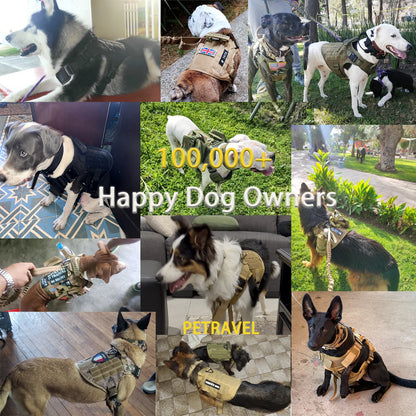 Tactical Dog Harness Collar Leash Molle Pouches For Medium and Large Dogs, Walking Vest Dog Harnesses