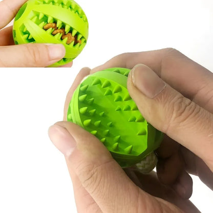 Interactive Dog Treat Ball, 18x13cm, Chew Resistant Rope Toy with Food Dispensing for Mental Stimulation