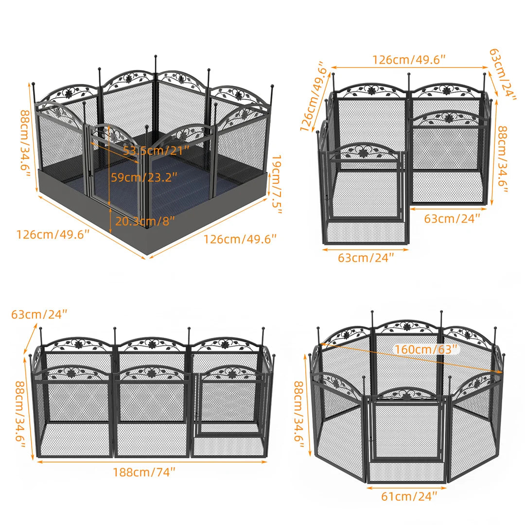 8 Panels DIY Heavy Duty Dog Playpen, Pen Outdoor or Indoor, Dog, Puppy Metal Fence with Waterproof Fertility Pad for Whelping,Training
