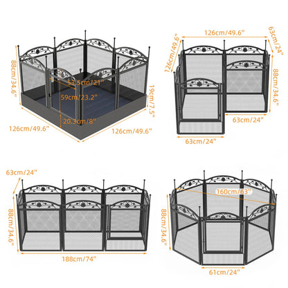 8 Panels DIY Heavy Duty Dog Playpen, Pen Outdoor or Indoor, Dog, Puppy Metal Fence with Waterproof Fertility Pad for Whelping,Training