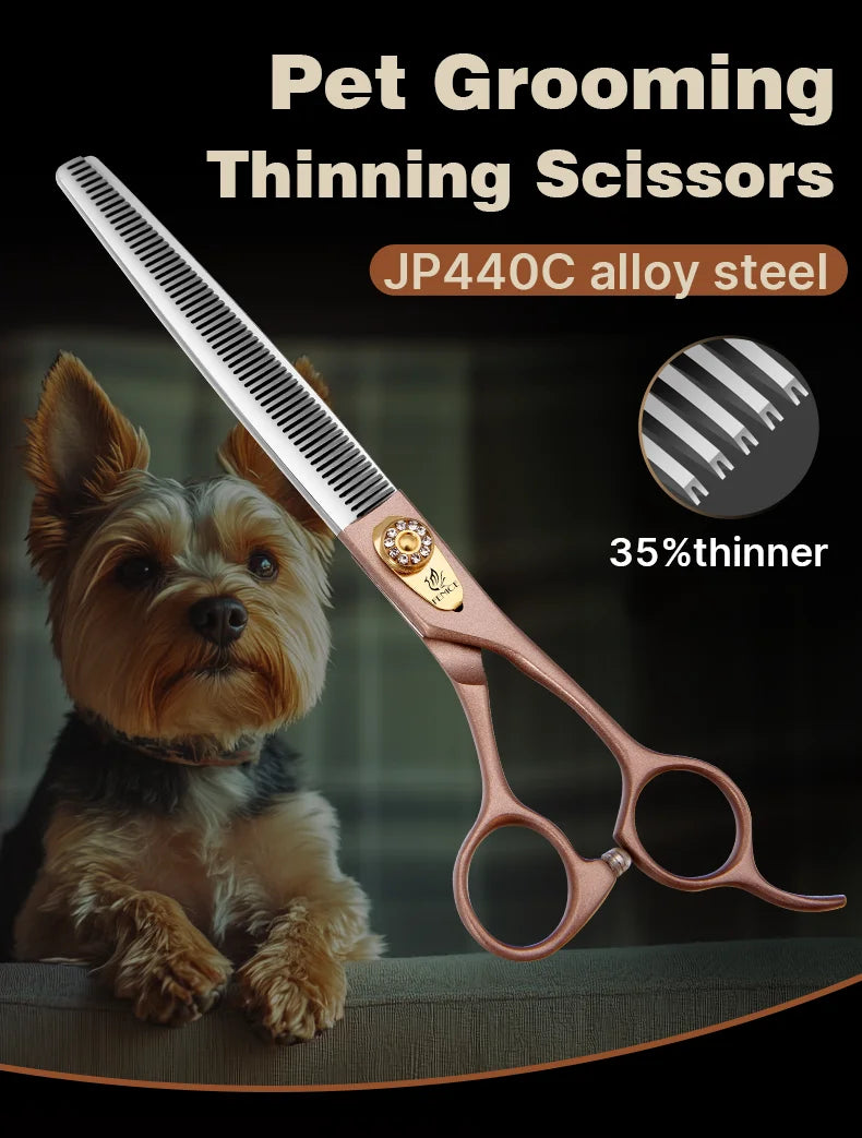 Fenice High-grade 7.5inch JP440C Steel pet grooming thinner scissorswith Thinning rate of 35%