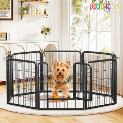 Dog Playpen with Door, Outdoor/Indoor Foldable Metal Pet Fence, Heavy Duty Exercise Pen for Yard, RV Camping