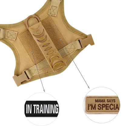 Tactical Puppy Harness Leash Set For Small Dogs, Adjustable Cat or Puppy Harnesses Vest For Training or Walking,