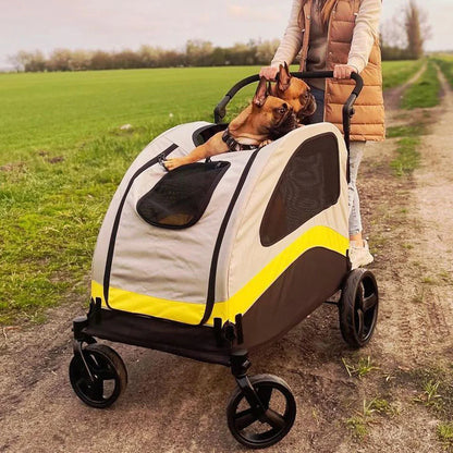 Premium Dog Stroller Pram 4 Wheel Foldable Cart, Pet Jogger Wagon for Small, Medium or Large Dogs