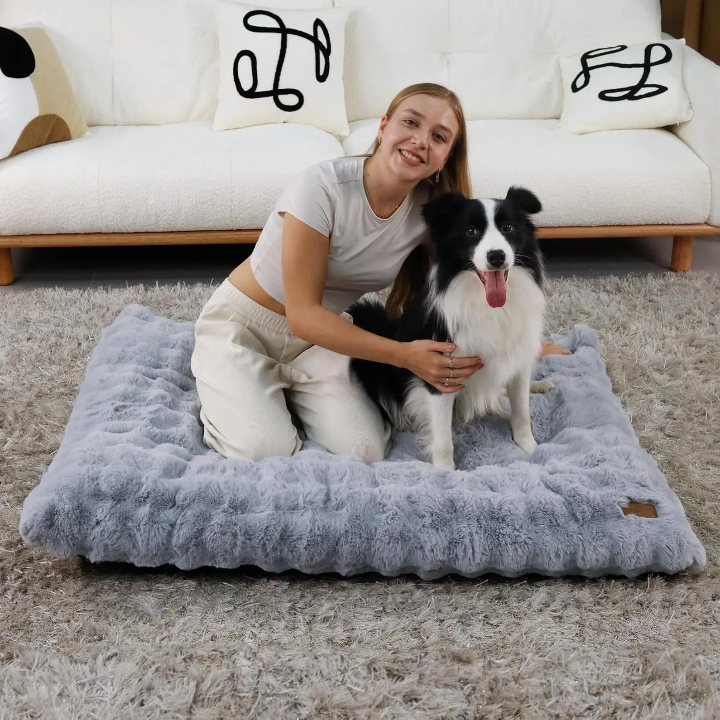 Ultra Plush Dog Bed ,Large Dog Crate Puppy Mattress, Washable Mat