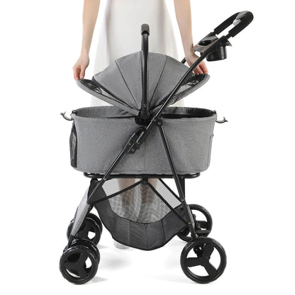 3 in 1 Pet Stroller with Removable Carrier, Folding Stroller for Small/Medium Dogs and Cats, Waterproof, All-Terrain