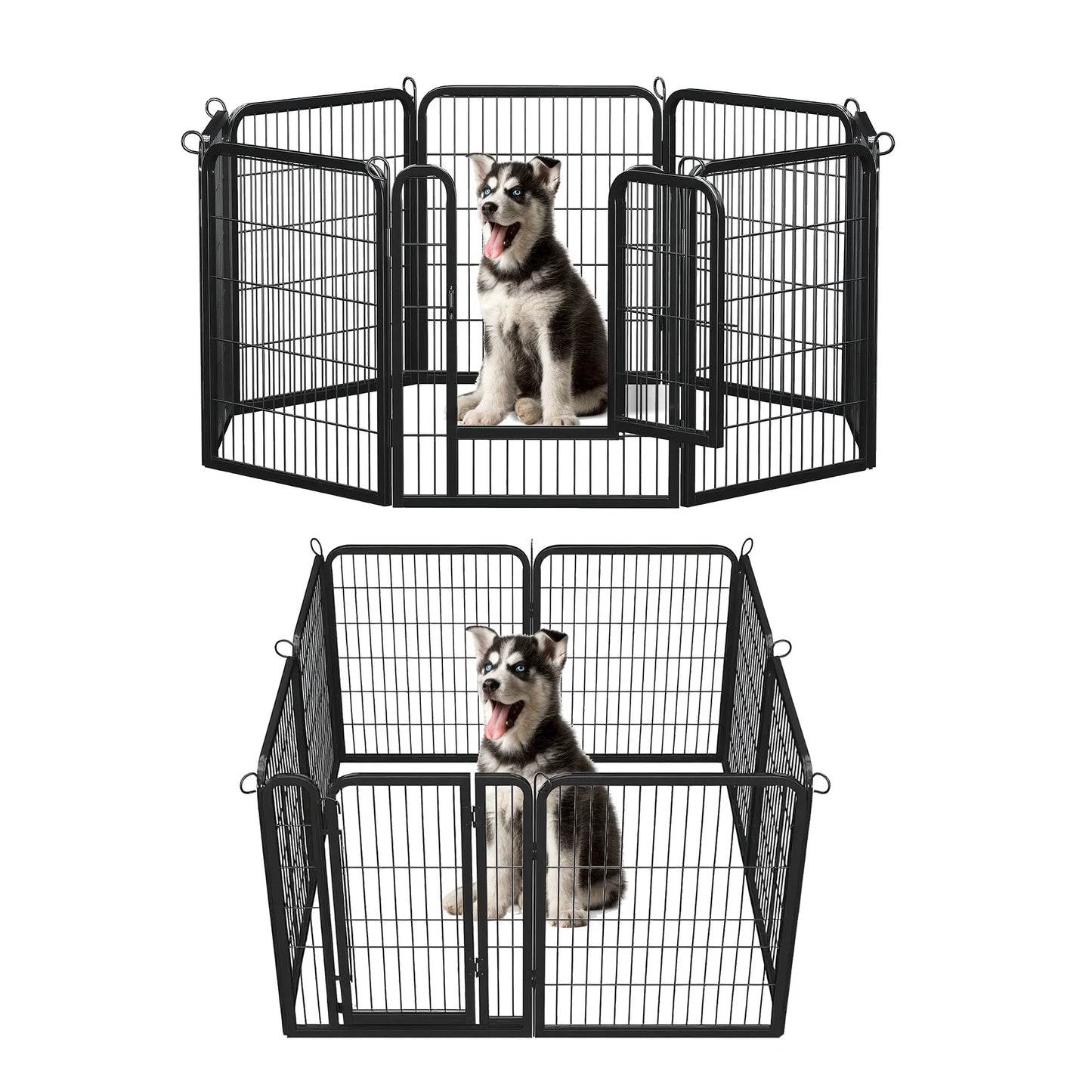 Dog Playpen with Door, Outdoor/Indoor Foldable Metal Pet Fence, Heavy Duty Exercise Pen for Yard, RV Camping