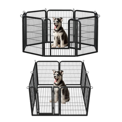 Dog Playpen with Door, Outdoor/Indoor Foldable Metal Pet Fence, Heavy Duty Exercise Pen for Yard, RV Camping