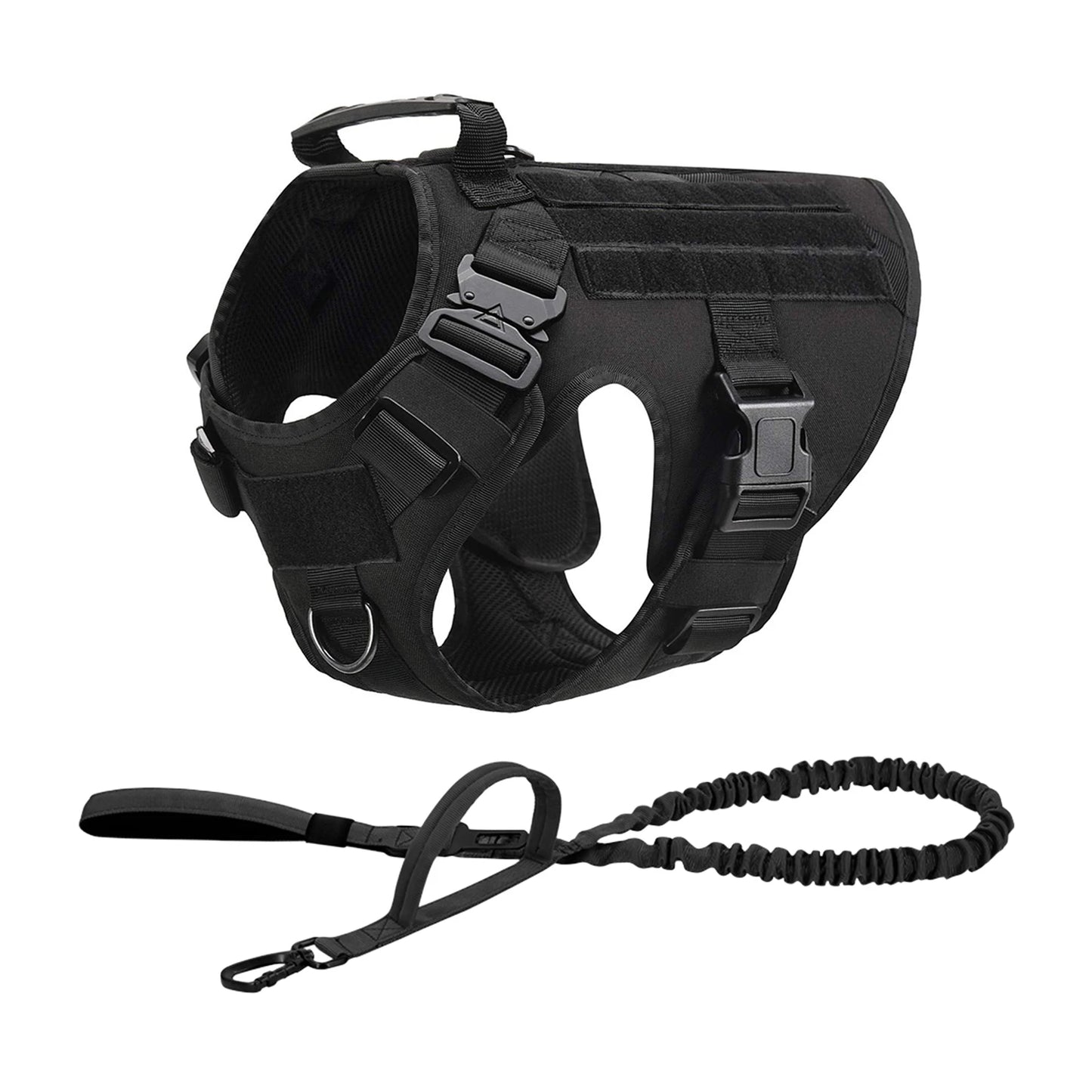Tactical Dog Harness Collar Leash Molle Pouches For Medium and Large Dogs, Walking Vest Dog Harnesses