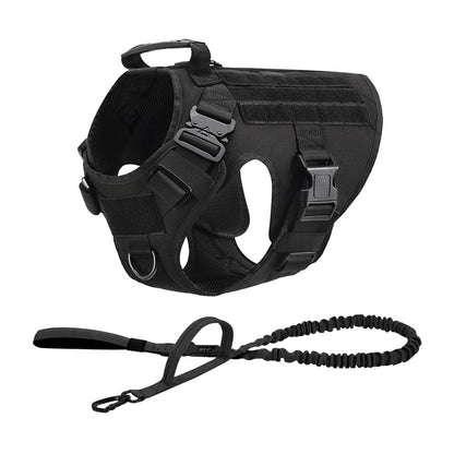 Tactical Dog Harness Collar Leash Molle Pouches For Medium and Large Dogs, Walking Vest Dog Harnesses