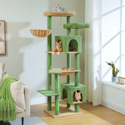 Tall Cat Tree for Indoor Cats, Big Cat Tower with Super Large Hammock, Cat Climbing Tree with Scratching Posts, Condo House Black