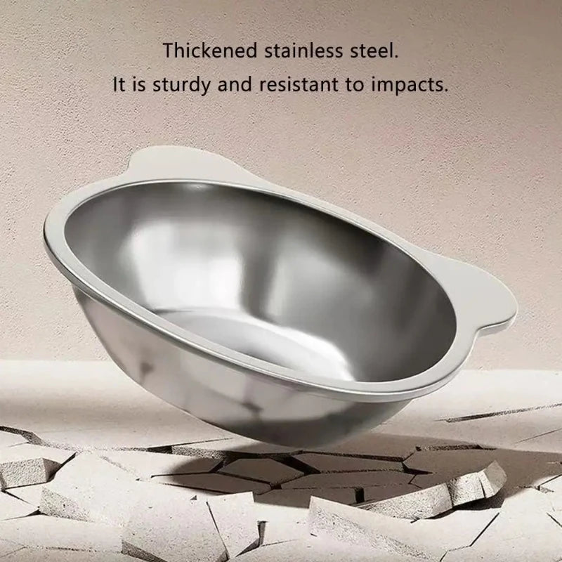 ‌304 Stainless Steel Raised Cat Bowl with 15° Elevated Design Tilted Neck Guard for Healthy Feeding, Shatterproof for Cats and Puppies