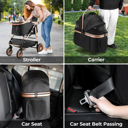 360° High Wheels Transport Foldable Cat and Dog Pet Stroller,  Max. load 25 kg/ 55lbs.