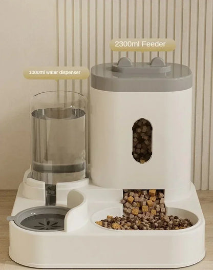 Automatic Feeder Dog or Cat Food Bowl With Water Fountain, Large Capacity Pet Food Storage Dispenser