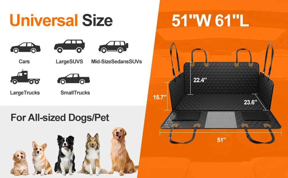 Waterproof Pet Travel Accessories Foldable Dog Car Seat , Car Pet Seat Safety Hammock, Trunk Mat, Car Rear Back Seat Protector