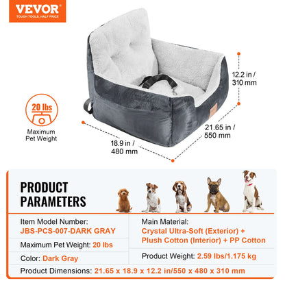 Dog Car Seat Waterproof Dog Booster Seat, Pet Car Seat with Clip-On Safety Leash, Car Bed for Medium or Large Dog