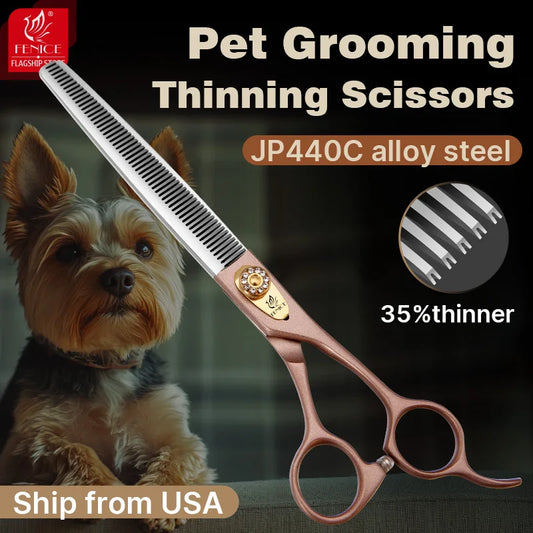 Fenice High-grade 7.5inch JP440C Steel pet grooming thinner scissorswith Thinning rate of 35%