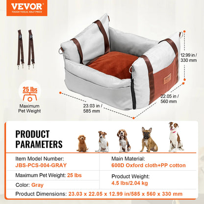 Dog Car Seat Waterproof Dog Booster Seat, Pet Car Seat with Clip-On Safety Leash, Car Bed for Medium or Large Dog