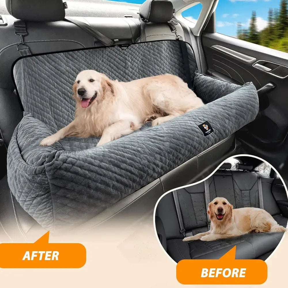 Multifunctional Washable Dog Car Seat with Thick Cushion for Medium/Large Dogs under 100 lbs, Safe and Removable for All Cars (G