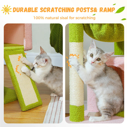 Large Cat Tree for Indoor Cats, Multi-Level Cat Tower with Sisal Scratching Post, 2 Spacious Condo, Cat Scratching Pad