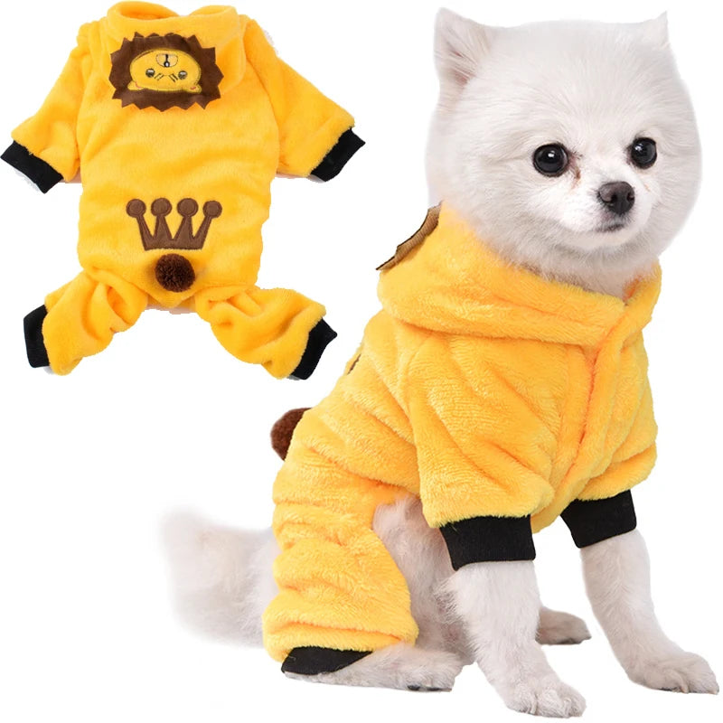 Soft Warm Fleece Dogs Jumpsuits with Hoodies, Pet Clothing for Small Dogs, Puppies and Cats