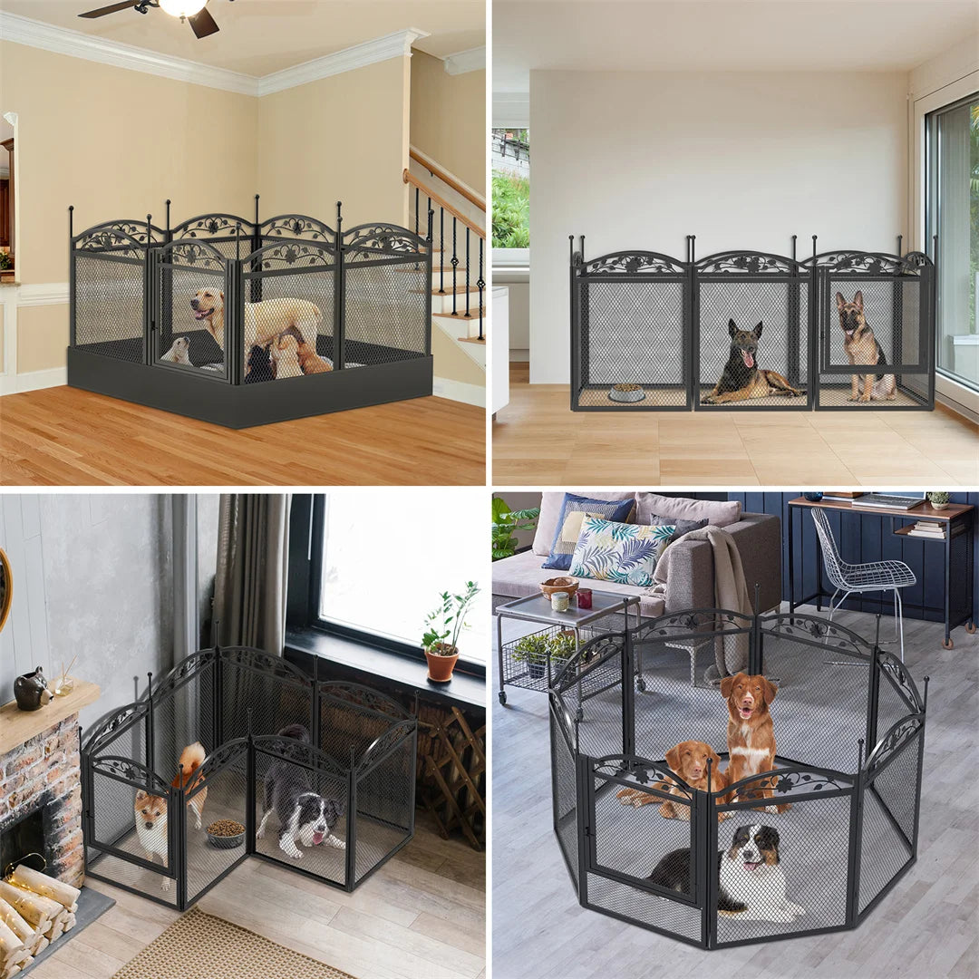 8 Panels DIY Heavy Duty Dog Playpen, Pen Outdoor or Indoor, Dog, Puppy Metal Fence with Waterproof Fertility Pad for Whelping,Training