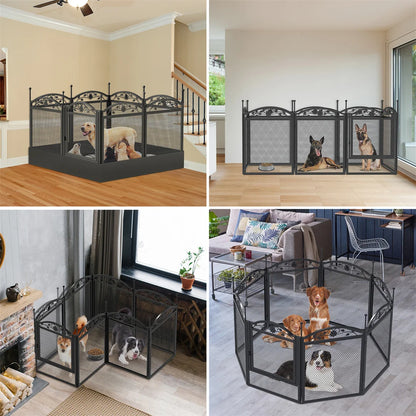 8 Panels DIY Heavy Duty Dog Playpen, Pen Outdoor or Indoor, Dog, Puppy Metal Fence with Waterproof Fertility Pad for Whelping,Training