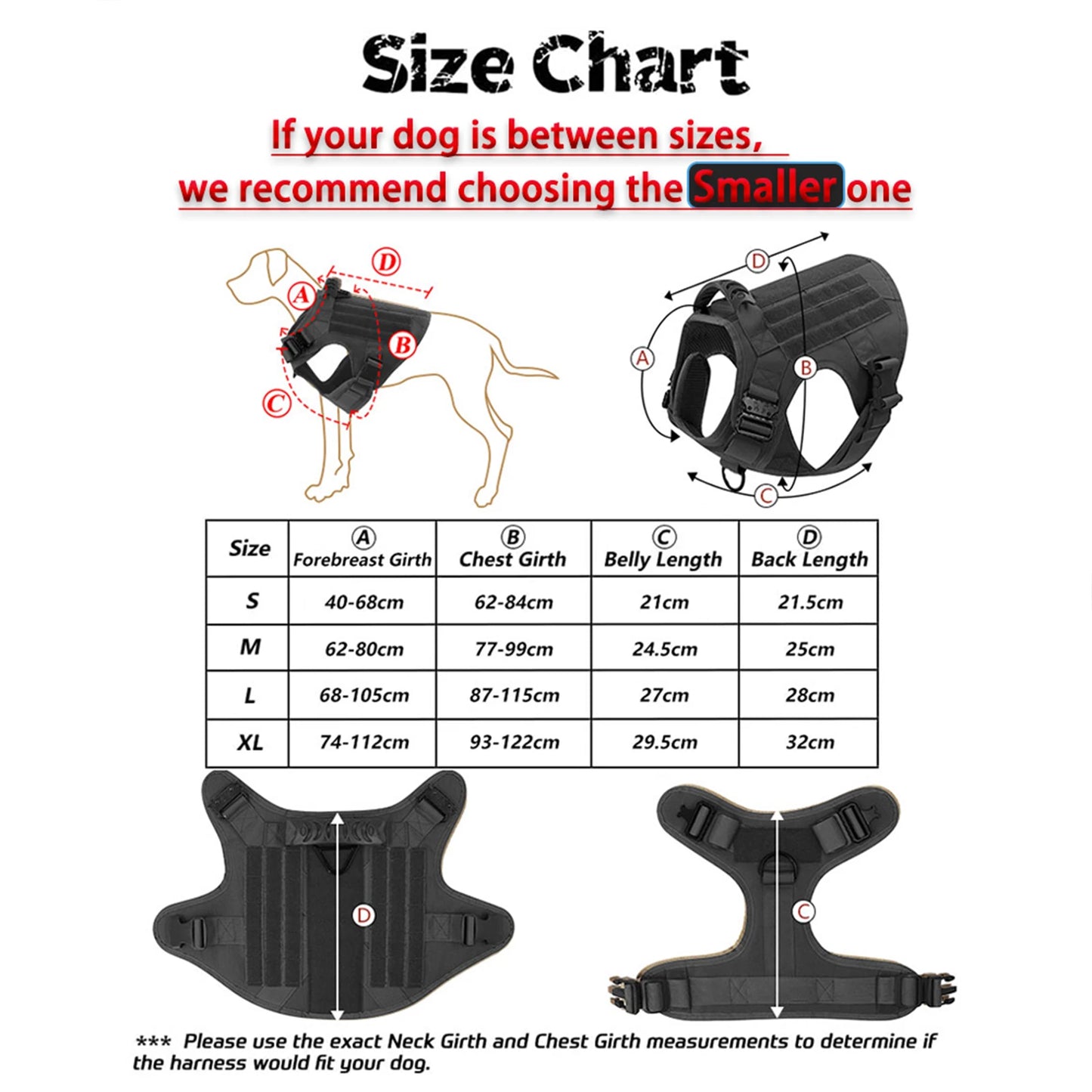 Tactical Dog Harness Collar Leash Molle Pouches For Medium and Large Dogs, Walking Vest Dog Harnesses